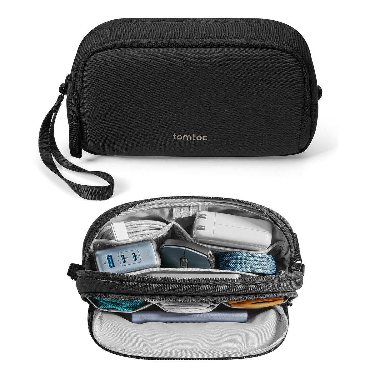 tomtoc Electronic Organizer Travel Case, Dual Compartment Tech - Image 1