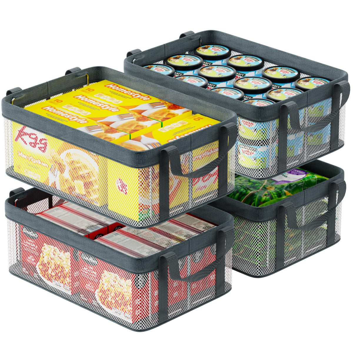 Freezer Organizer Bins - Sturdy Fabric & Stainless Steel Support - Image 1