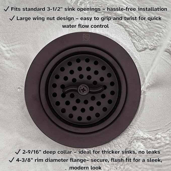 Westbrass D213-12 3-1/2" Wing Nut Twist Style Large Kitchen Sink Basket Strainer, Oil Rubbed Bronze