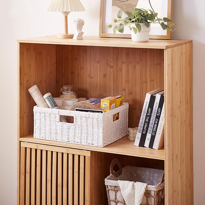 Wicker Storage Basket — Rectangular, White