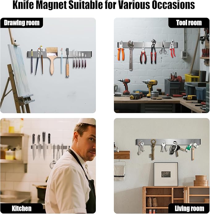 Magnetic Knife Holder for Wall, Knife Magnetic Strip for Fridge Mount Knife Rack Kitchen Utensil Holder Metal Tool Holder Knife Block Kitchen Organization, 20 Inch