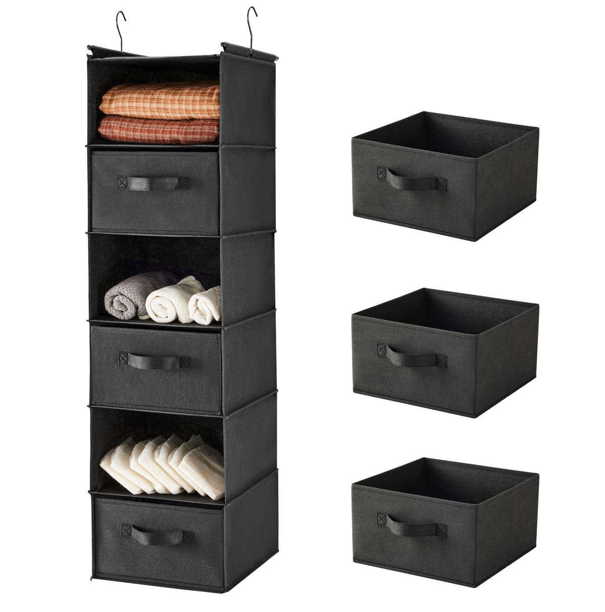 MAX Houser 6 Tier Foldable Hanging Closet Organizer with Hooks - Image 1