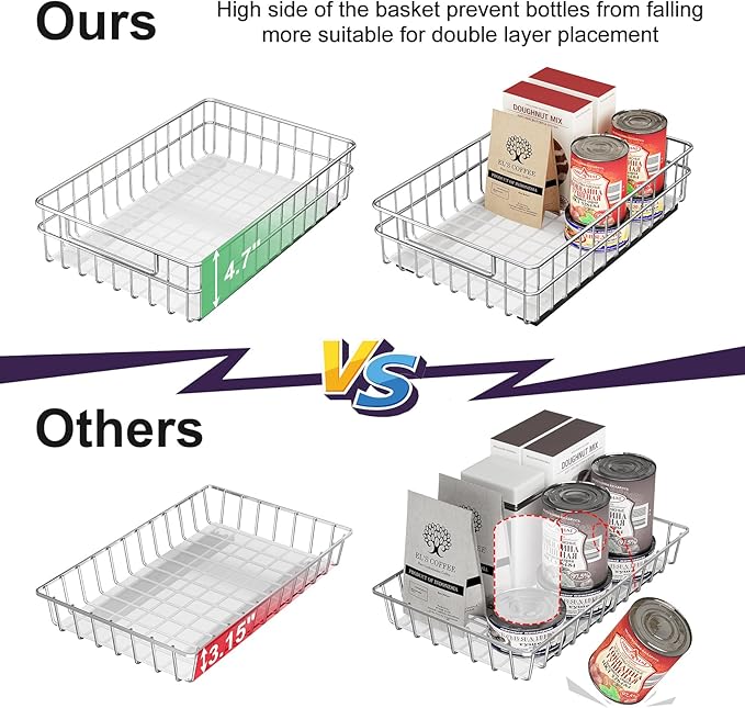 Pull-Out Cabinet Organizer — Stainless Steel, 4-Pack