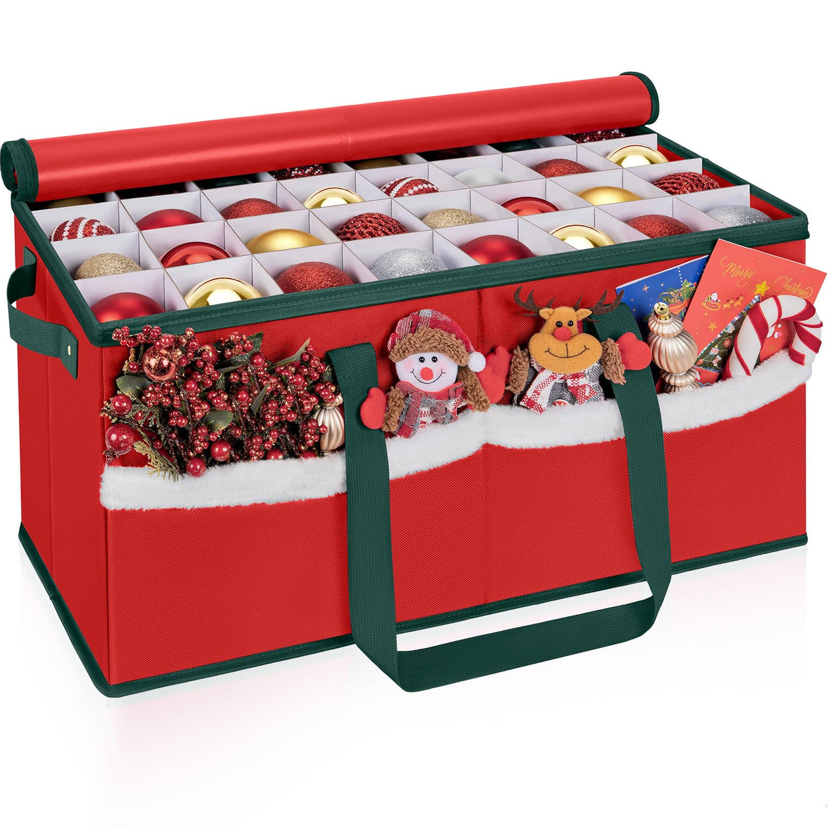 Christmas Ornament Storage Box with Adjustable Dividers - Image 1