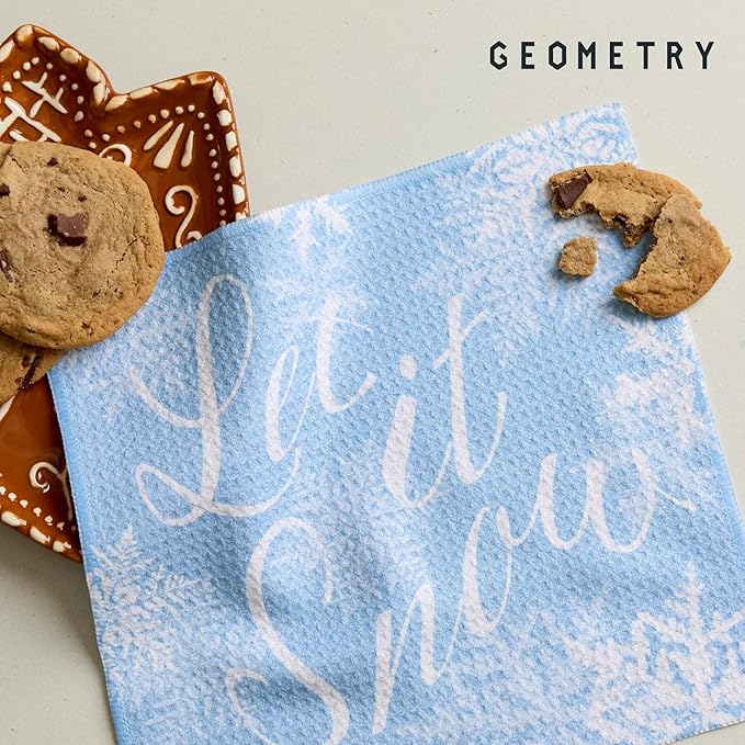 GEOMETRY Holiday Kitchen Dish Cloths - Quick Dry Dishcloths for Kitchen - Premium Dish Rags with Geoweave - 3-Pack Set (Merry Xmas, 10"x10")