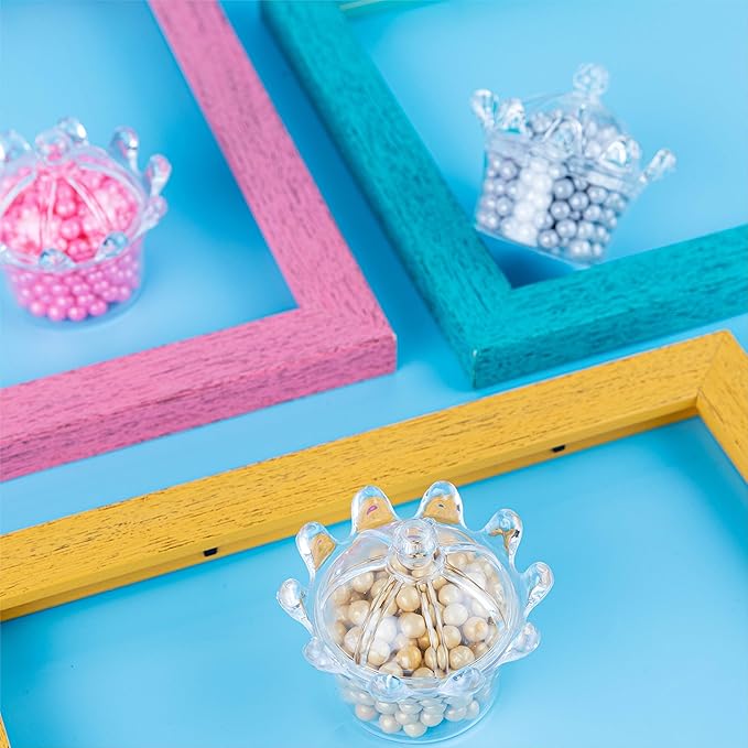 Hammont Crown Shaped Acrylic Candy Boxes - 8 Pack - 2.95"x2.75" - Perfect for Weddings, Birthdays, Party Favors and Gifts | Designer Cute Clear Lucite Plastic Treat Containers
