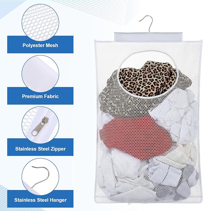 Hanging Clothes Hampers for Laundry, Collapsibles Laundry Hamper Dirty Clothes Basket Foldable Wall Hanging Basket Large Dirty Clothe Bag Over the Door Organizer