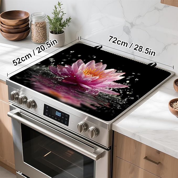 Stove Top Cover for Home Decoration Kitchen Pad Washable Cooktop Covers Countertop Stove Protector Mat for Home Kitchen Cooktops (pink flower, 28"x20")