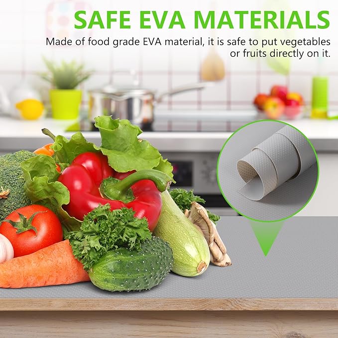 Light Gray Shelf Liners for Kitchen Cabinets Non Adhesive Drawer Liner for Bathroom Waterproof Refrigerator Liners for Shelves Fridge Plastic Mats Cabinet Cupboard Liner 23.6 x 393.7 Inches