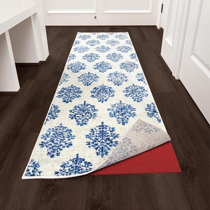 Veken Runner Rug Pad Gripper for Hardwood Floors, Non Slip 2x8 Ft Dark Blue Rug Pads for Area Rugs, Thick Rug Grippers for Tile Floors, Under Carpet Anti Skid Mat, Keep Your Rugs Safe and in Place