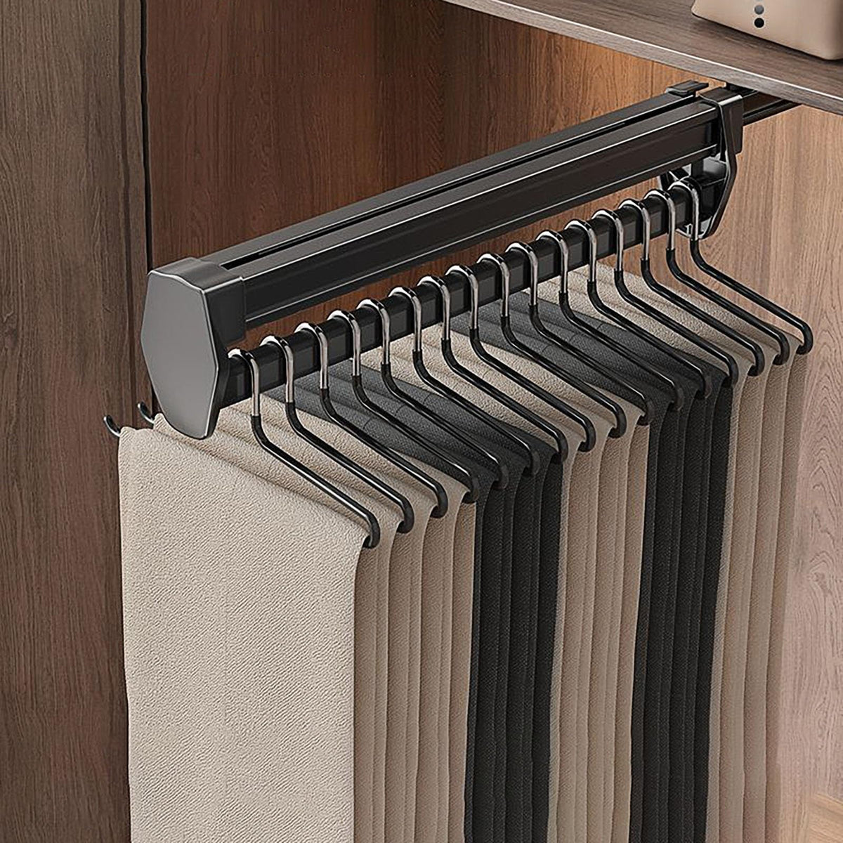 Pull Out Valet Rod for Pants Hangers, Top Mounted | Home Organization - Image 1