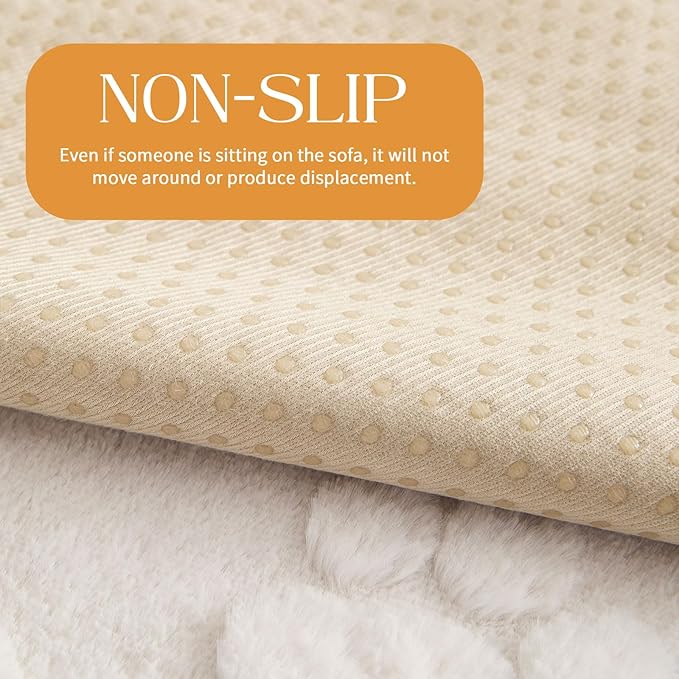 Waterproof Couch Cover for Dogs Washable,Fuzzy Pet Couch Covers for Sofa,Thick Soft Dog Mat Non-Slip Couch Covers for 3 Cushion Couch Sofa Pet Friendly (White, 35x62(1pc))