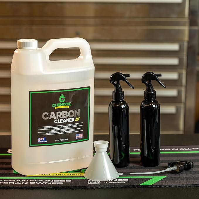 Clenzoil Carbon Cleaner Gallon Refill Kit | Bulk Water-Based Firearm Cleaning Solution with Refillable Bottles, Trigger Sprayer & Funnel