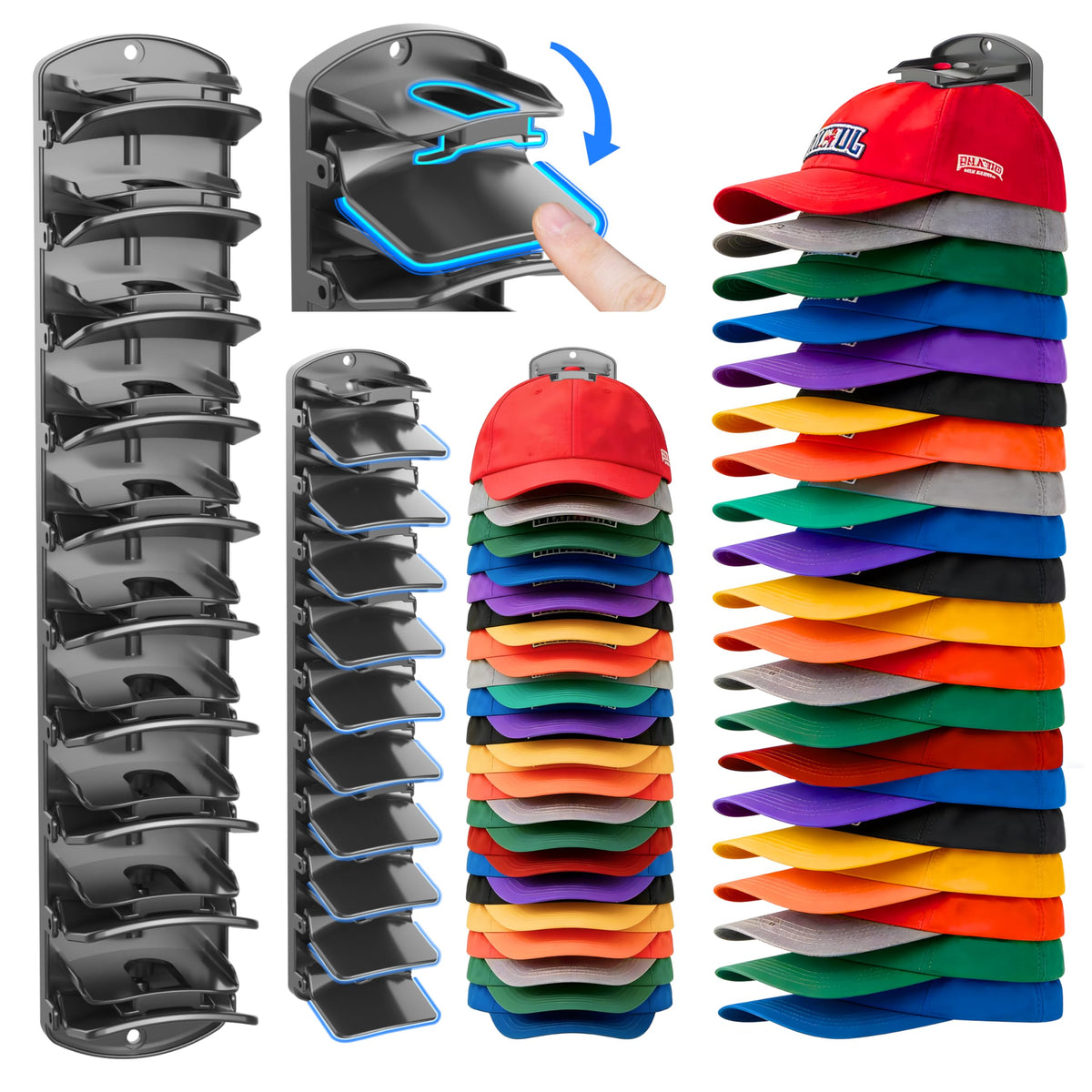 Double Capacity Hat Organizer for Baseball Caps 2 Packs - Image 1
