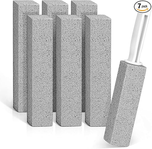 Pumice Stone, ARRITZ 7pcs Scouring Stick with Handle for Removing Calcium Buildup, Hard Water Rings and Rust, Suitable for Cleaning Toilet, Sink, Bathtubs, Tile, Stove, Grill