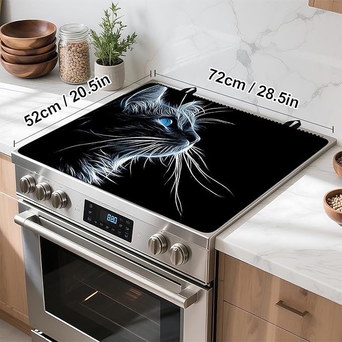 Stove Top Cover for Home Decoration Kitchen Pad Washable Cooktop Covers Countertop Stove Protector Mat for Home Kitchen Cooktops (cat, 28"x20")