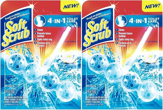 Soft Scrub 4-in-1 Toilet Care Rim Hanger, Sapphire Waters, 1.76 Ounce (Pack of 2)