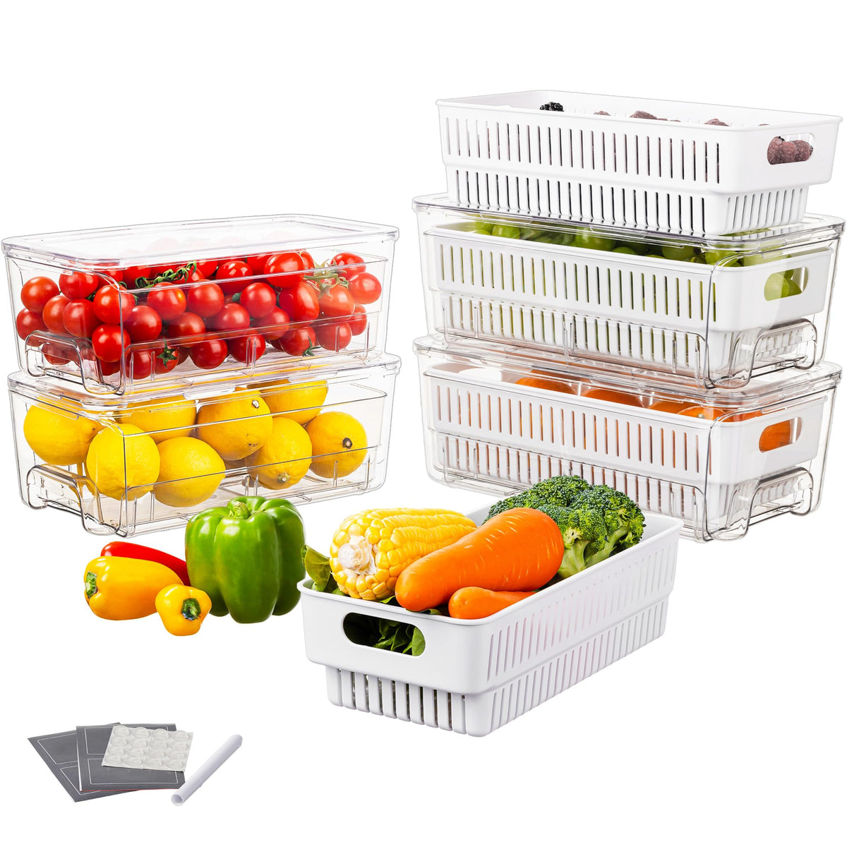 4-Pack Fruit Storage Containers for Fridge, Pull-Out Drawers - Image 1