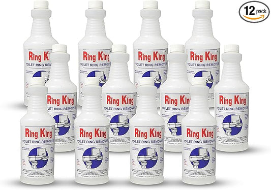 Amazon Brand - Ring King Toilet Bowl Cleaners | Pack Of 12 Toilet Bowl Cleaner Liquid 32oz Fast Acting Bathroom Cleaner For Calcium, Water, Rust, Red Clay & Lime Stains – No Scrubbing
