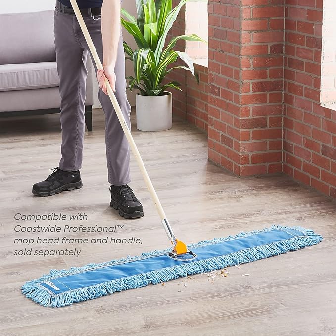 Professional Looped-End Dust Mop Head, Cotton, 48" x 5", Blue