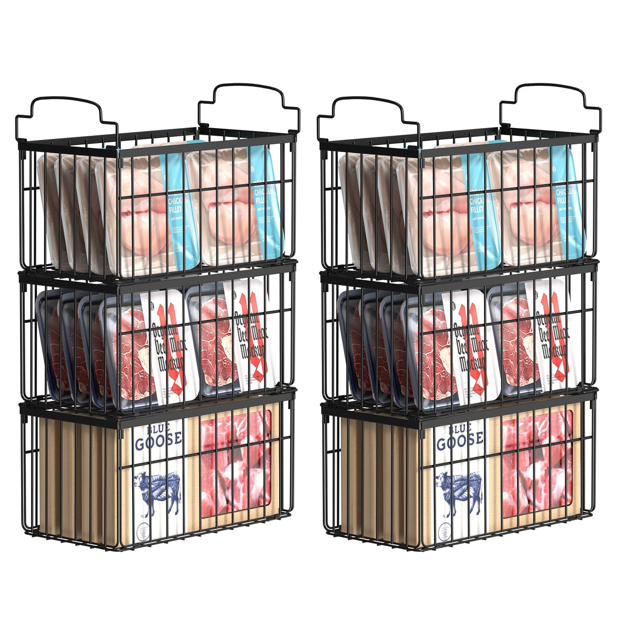 Freezer Organizer Bins, 6 Pack Big Baskets for 5/ 7 Cu.FT - Image 1