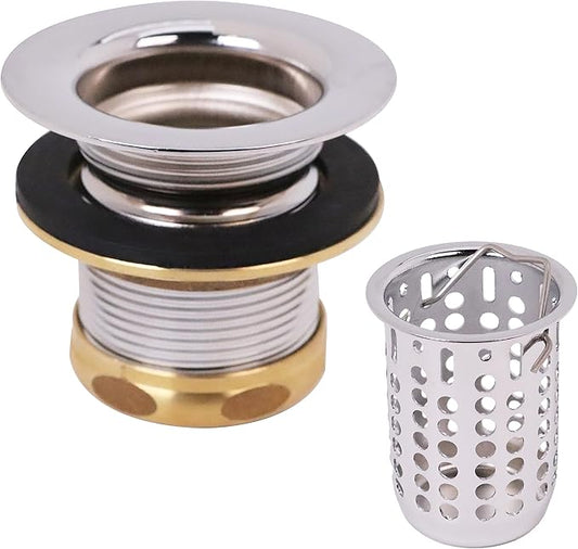 Westbrass A218-26 Junior Bar and Laundry Sink Drain Assembly with Removable Strainer Basket, Polished Chrome