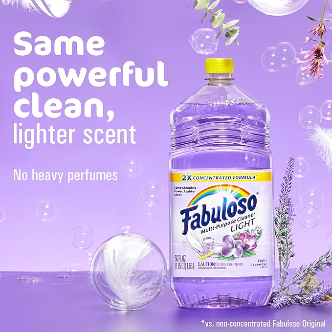 Fabuloso Multi-Purpose Cleaner, 2X Concentrated Formula, Floor Cleaner, Light Lavender Scent, 56 fl oz