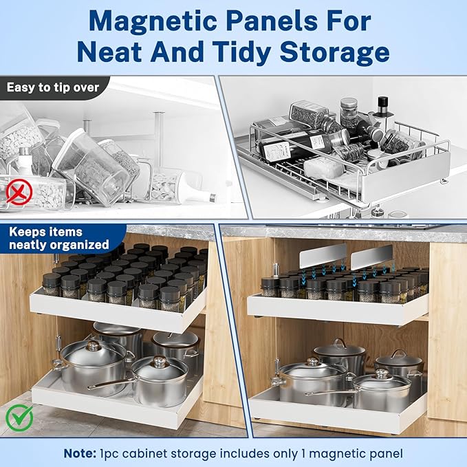 Insputer 4 Pack Pull Out Cabinet Organizer Expandable Width(12.2"-20.47") & 21" Deep
