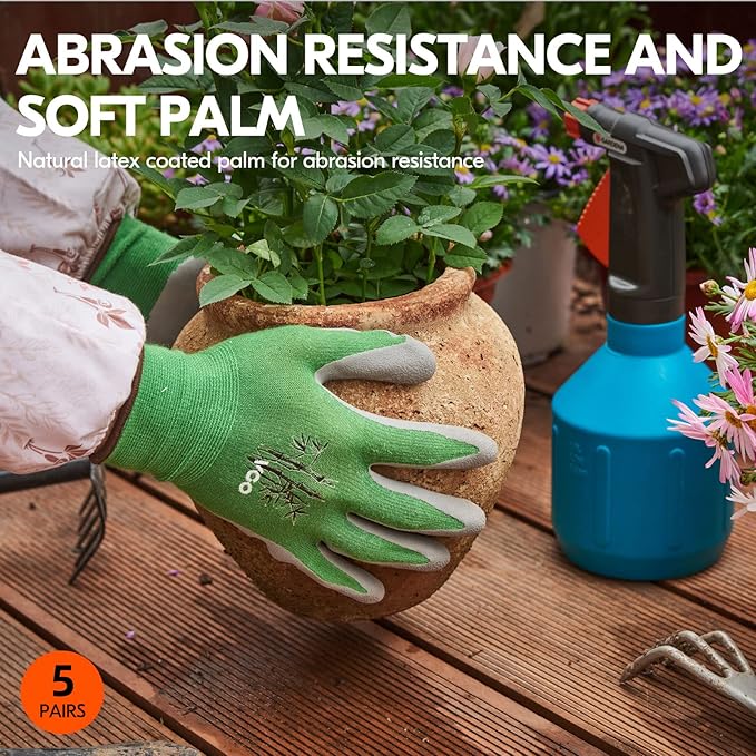 Vgo... 5Pairs Ladies' Bamboo Gardening Work Gloves (XL, Green, RB6026)