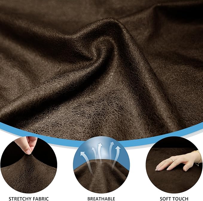 Oversized Sofa Slipcover Leather Look Couch Cover for 4 Seater Sofa 1-Piece Sofa Cover Stretch Furniture Protector with Elastic Bottom & Pockets(XL Sofa, Coffee)