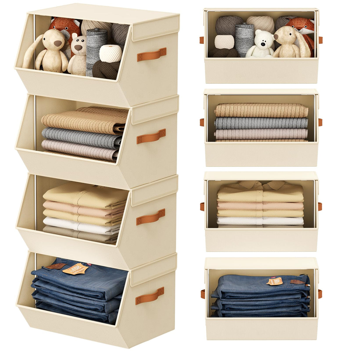 Stackable Closet Organizers and Storage Bins, Open Front Closet - Image 1