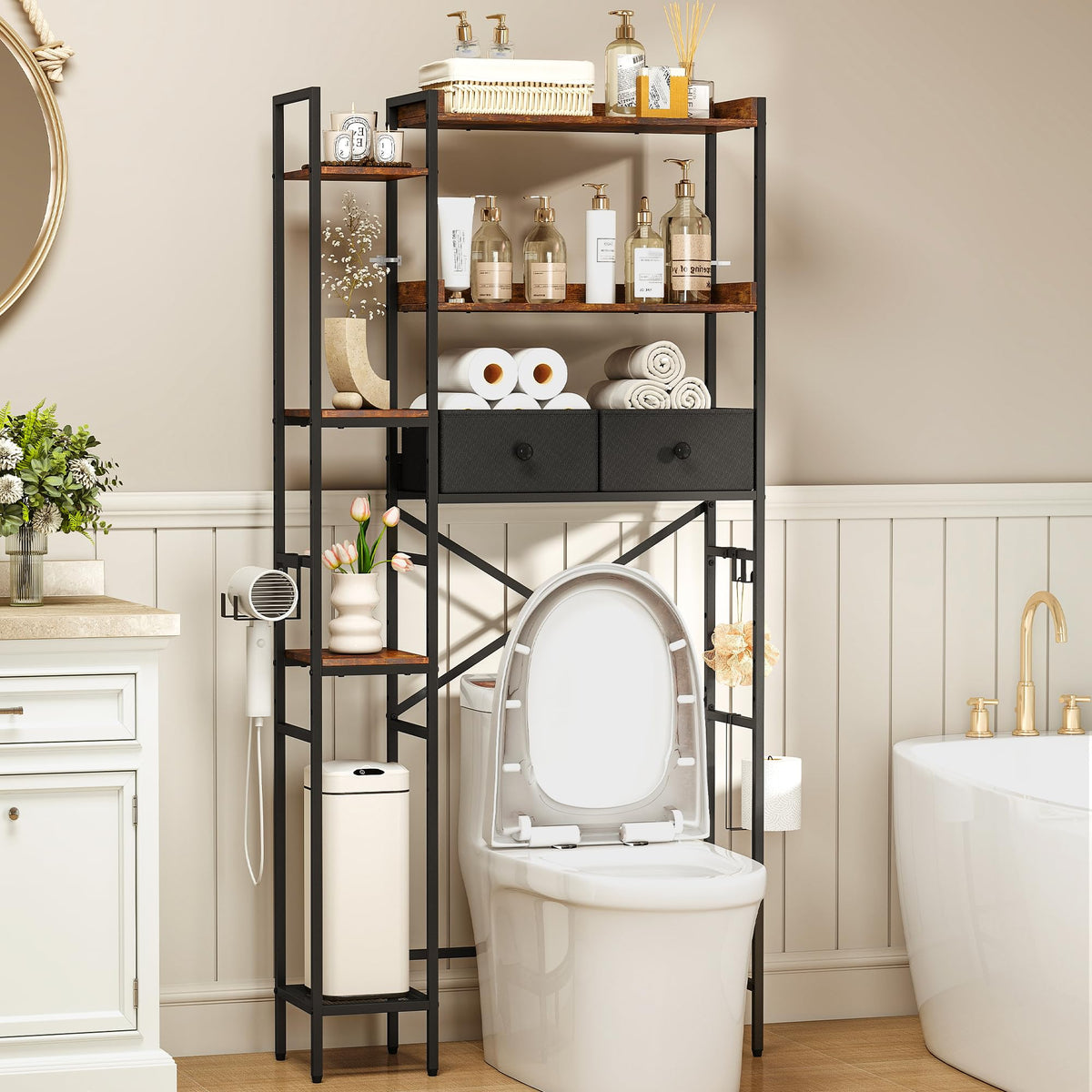 7-Tier Over the Toilet Storage Shelf, Large Bathroom - Image 1