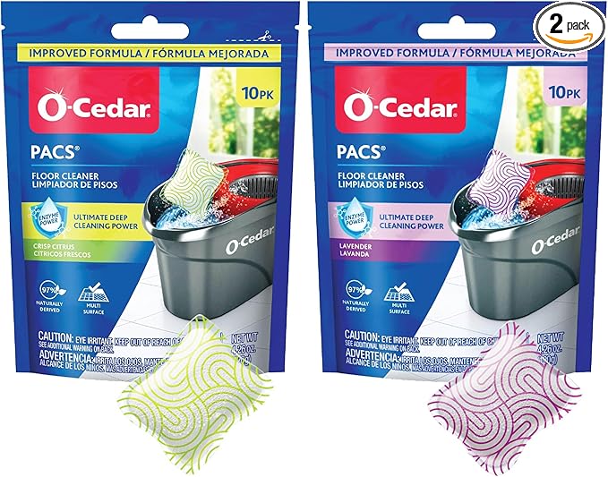 O-Cedar Floor Cleaning 20ct Pacs with Citrus Scent 10ct (1- Pack) and Lavender Scent 10ct (1-Pack)
