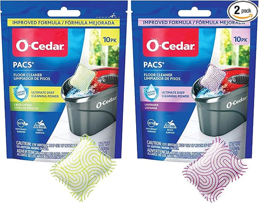 O-Cedar Floor Cleaning 20ct Pacs with Citrus Scent 10ct (1- Pack) and Lavender Scent 10ct (1-Pack)