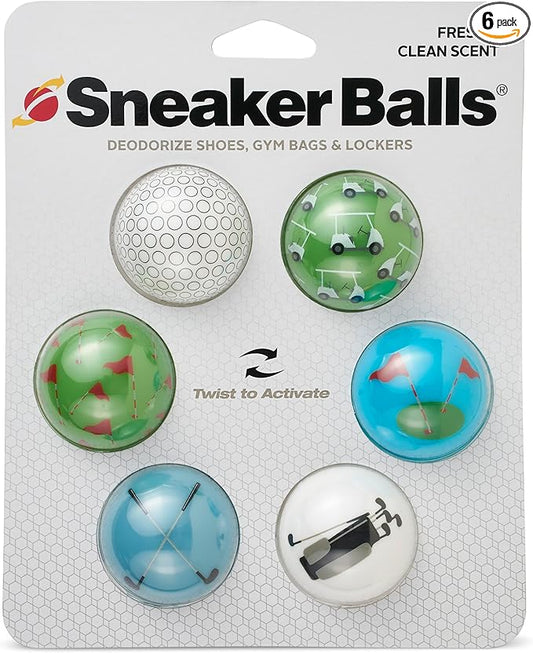 Sneaker Ball Shoe Odor Eliminator & Remover - Fresh, Clean Scent Blocks Odors - Twist-to-Activate - Compact & Durable - Fun, Colorful Designs - Ideal for Shoes, Gym Bags, Lockers, Golf, 6 Pack