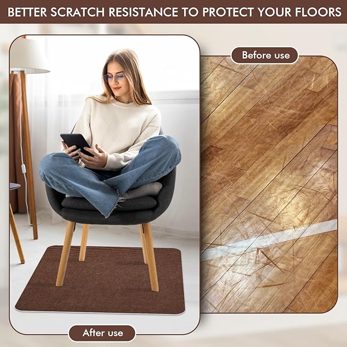 Recliner Pads for Hardwood Floors, Non Slip Recliner Grippers, Furniture Pads Floor Mats for Carpet, Anti Slide Office Chair Mat for Floor Protector, 40"x40" (1 Pack Brown