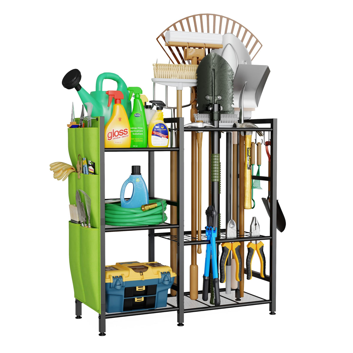 Garden Tool Organizer with Side Tool Pouch, Yard Tool Organizer - Image 1