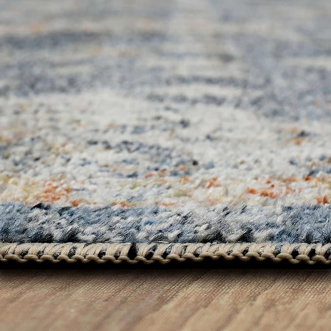 Mohawk Home Garrett Floral Ornamental Denim Blue 2' x 8' Area Rug Perfect for Living Room, Dining Room, Office