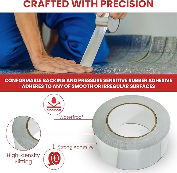 GGR Supplies AF-20R Professional/Industrial Grade High Temperature Heat Shield Resistant Aluminum Foil Tape Ideal for HVAC, Air Ducts Repair (3.6Mil): 1 in. Wide x 50 yds.