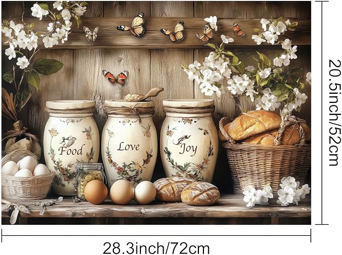 Stove Top Cover for Electric 28x20 Inch Diatomite Stovetop Covers with Food Love Joy Canister Art Heat Resistant Kitchen Stove Top Cover Coffee Mat Protector for Sink or Dishes
