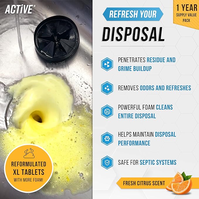 ACTIVE Swedish Dishcloths and Disposal Cleaner - Includes 12ct Cellulose Dish Cloths and 24ct Garbage Disposal Cleaning Tablets