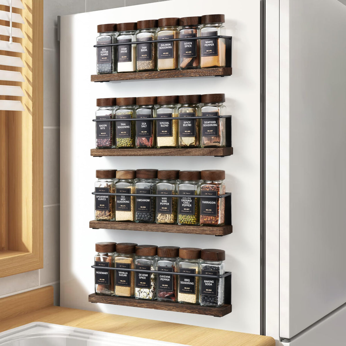 4 Pack Strong Magnetic Spice Rack Organizer | Kitchen Organization - Image 1