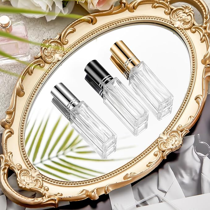 Domensi 30 Pcs 10/20/30 ml Perfume Travel Refillable Bottles Glass Spray Bottle Perfume Atomizer for Cologne Dispenser Leak-proof Fragrance Bottles Atomizer Pump Bottle Kit (Gold, Silver, Black)