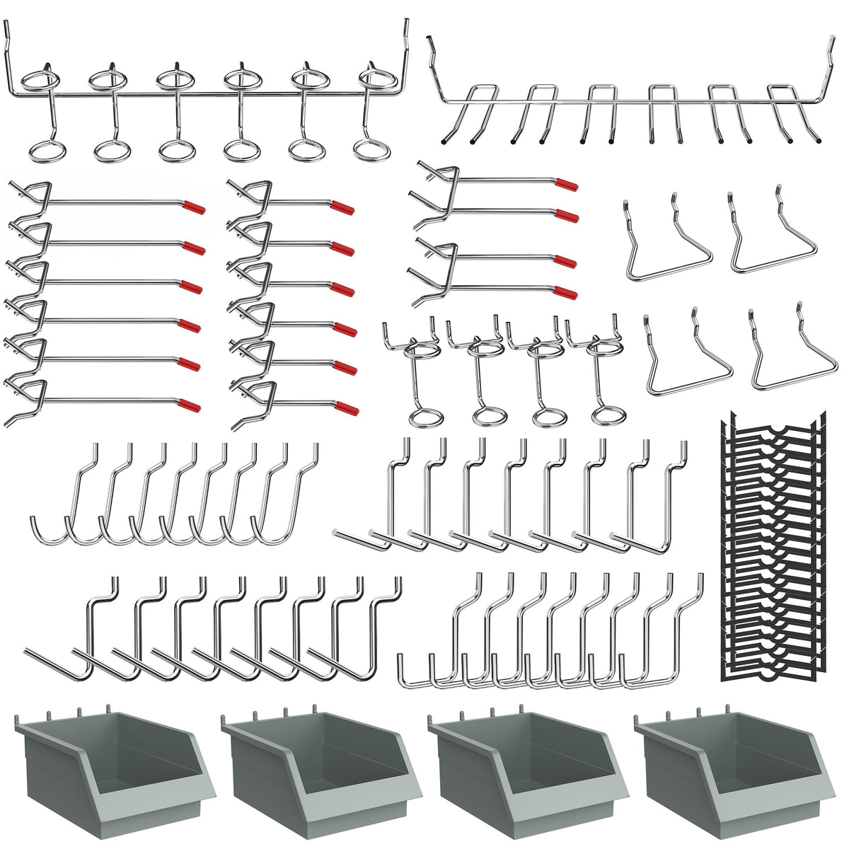 Pegboard Hooks Set, Peg Board Organizer Accessories with Bins - Image 1