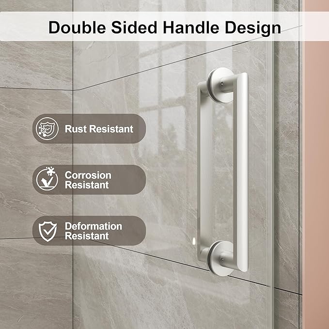 Frameless Shower Door,Single Sliding Glass Shower Door with Nano Coating & Safety Film, Adjustable 49"-54" W x 72" H, Brushed Nickel,1/4" (6mm) SGCC Tempered Glass