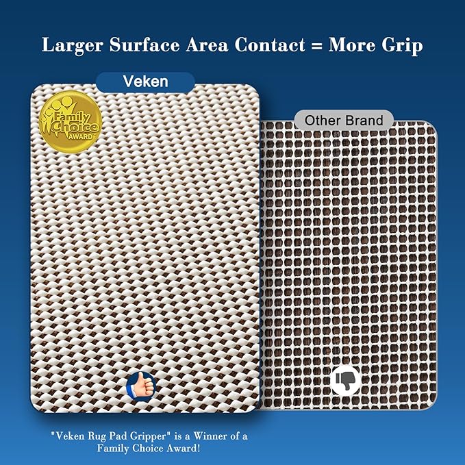 Veken 4x6 Ft Rug Pad Gripper for Hardwood Floors, Non Slip Rug Bedroom Pads for Area Rugs, Thick Rug Grippers for Tile Floors, Under Carpet Anti Skid Mat, Keep Your Rugs Safe and in Place