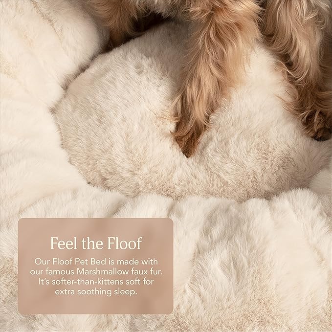 UnHide Floof Pet Bed - Large (35" x 12") - Extra Soft Dog Bed - Removable Faux Fur Cover - Machine Washable - Helps Ease Pet Anxiety & Provides The Perfect Sleep - Taupe Ducky