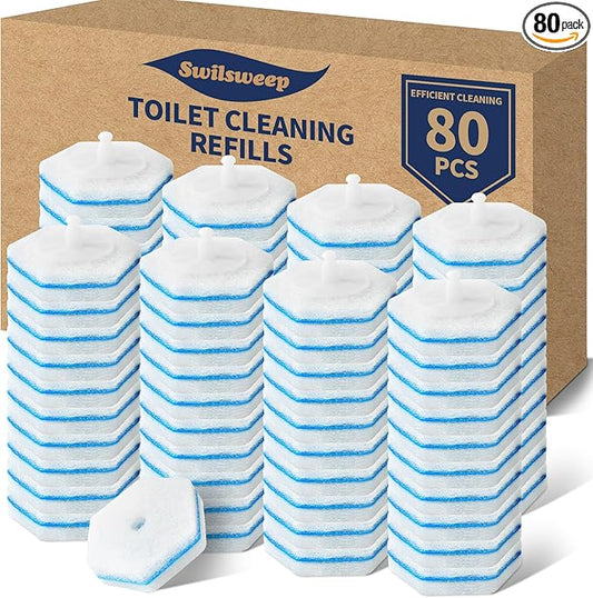 80 Count Toilet Bowl Wand Refills, Disposable Toilet Cleaner Refills, Disposable Wand Heads Compatible with Clorox and the Most Toilet Brushes