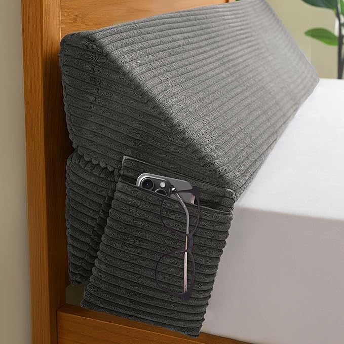 HIGOGOGO Twin Size Wedge Pillow for Headboard Gap - Multi Functional Mattress Wedge Bed Gap Filler Close The Gap (0-7") Between Your Mattress and Headboard or Wall (Grey 39"x11"x9")