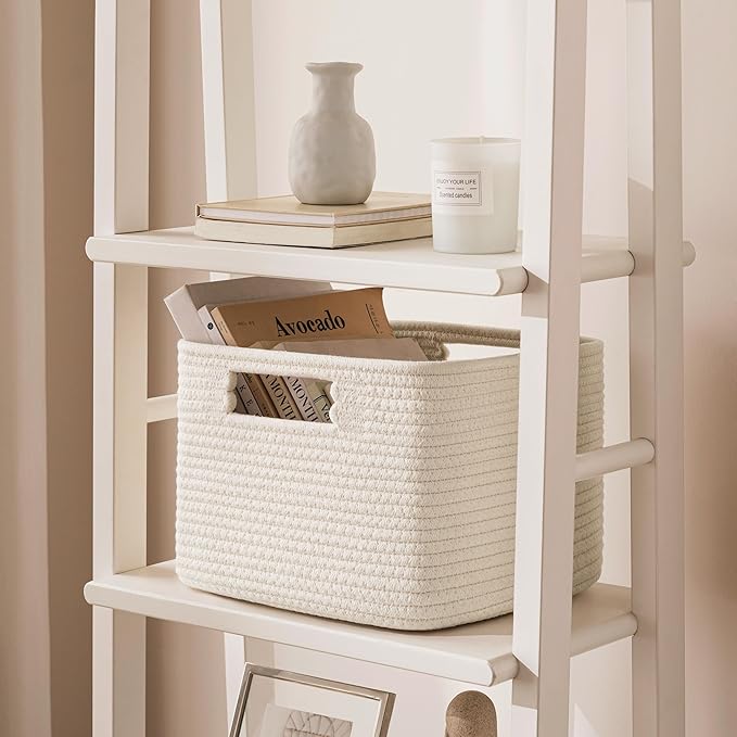 UBBCARE Storage Cubes 4 Pack, 11x 11x 7.8 Cube Storage Bin with Handles, Cotton Rope Baskets for Organizing, Woven Baskets for Shelf, Baby Nursery, Toy Storage, Closet, Classroom, Beige
